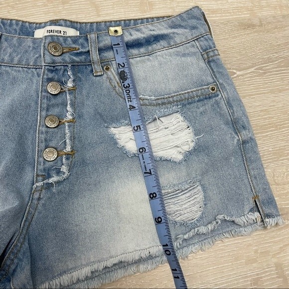 Distressed Button Fly Jean Shorts Forever 21 Sz 27 - Picture 8 of 8